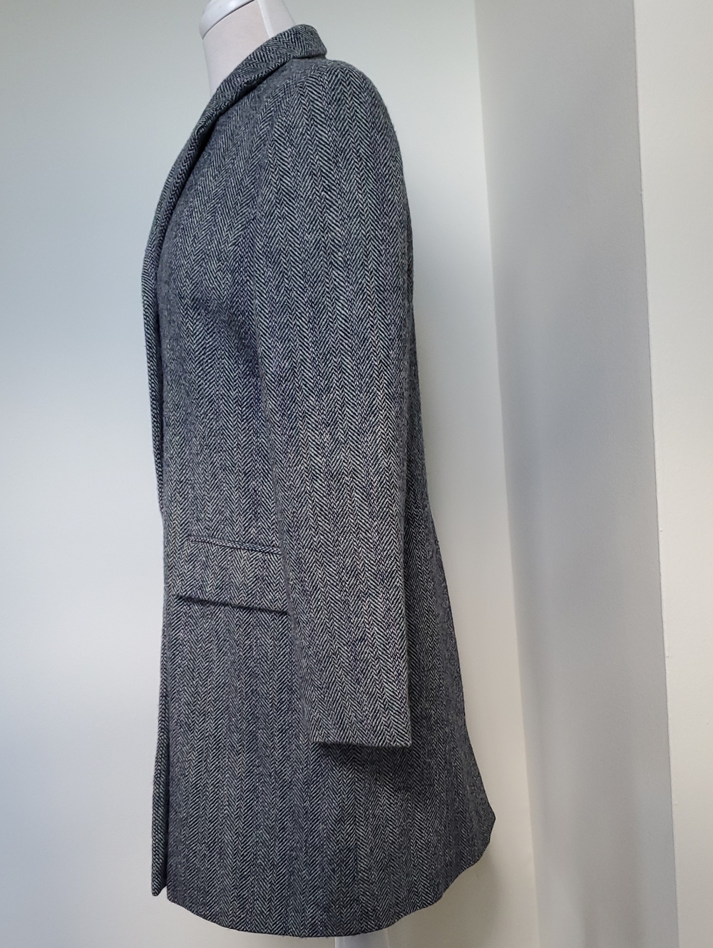 EUC Vintage Harris Tweed 100% Wool Car Coat In Blue/Gray Sz 10 US/ 14 UK - Picture 3 of 12